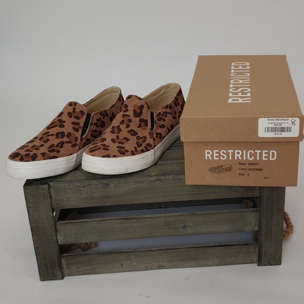 Restricted Leopard Vanity Slip-on Sneaker Size 8